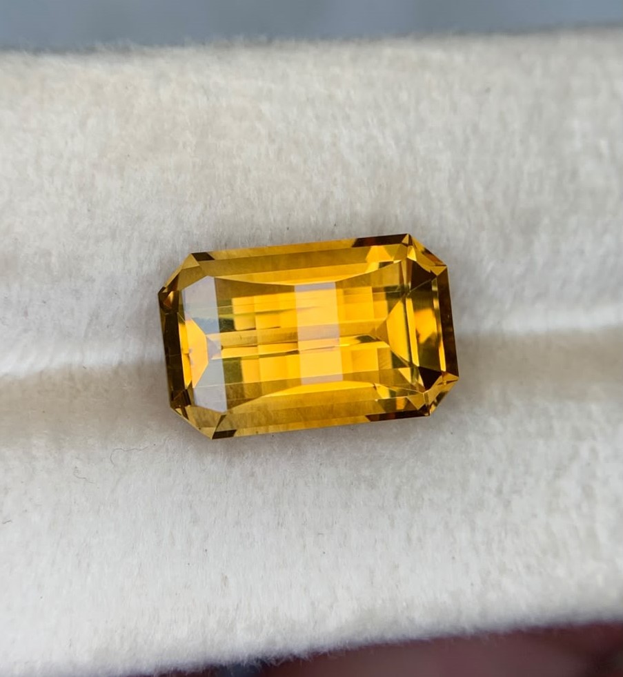 8.75 Carats Madeira Citrine Pixel Fancy Cut Natural Brazil Loose Gemstone