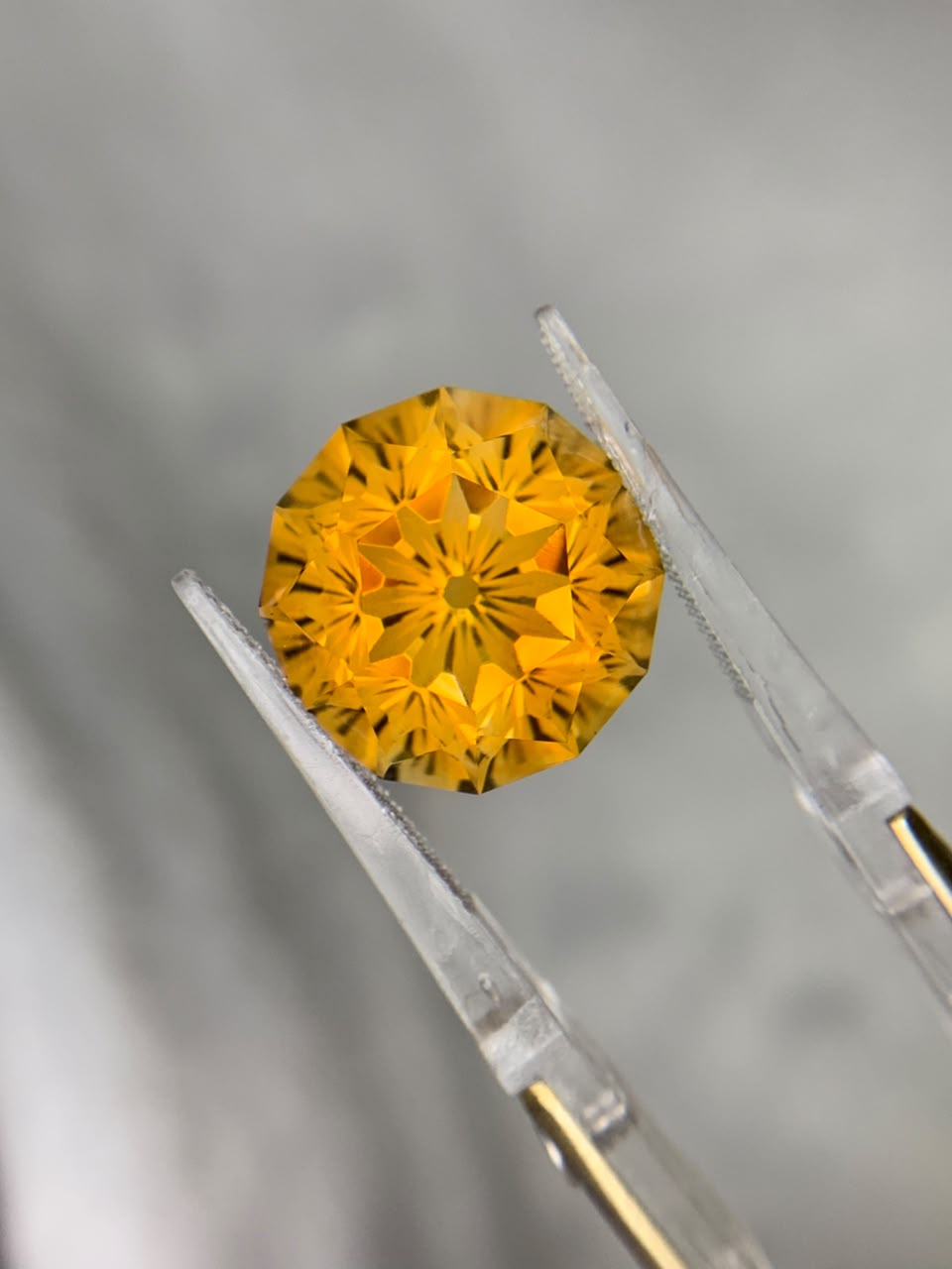15.1 Carat Madeira Citrine Round Flower Cut Natural Brazil Loose Gemstone